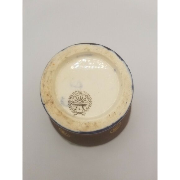 Japanese 1940's Satsuma Ware Vase w Handles Moriage Cobalt Blue Gold Gilt - Picture 6 of 10